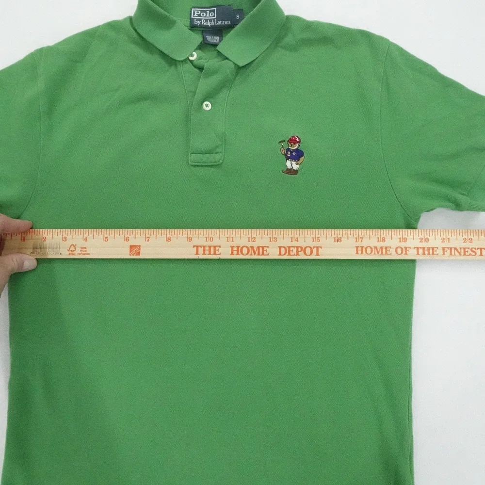 Polo Ralph Lauren Shirt Men S Green Polo Bear Short Sleeve Vintage RL 14 Logo